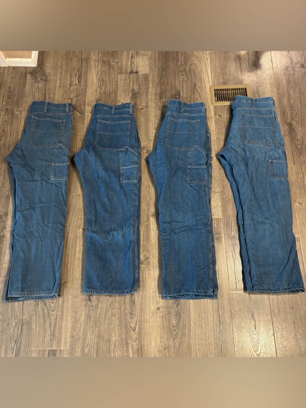 FADED GLORY Fleece Lined Dark Denim Carpenter Pants Men’s size 38x32 (LOT OF 4)